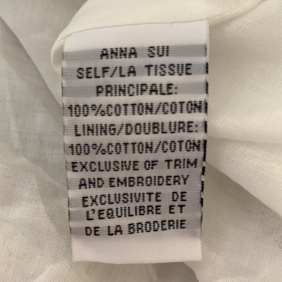 Anna Sui Anthropologie white & tan cotton mini ruffle dress - Picture 3 of 7